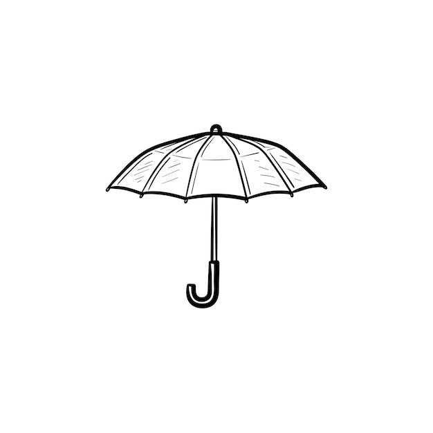 Vektor vektor handgezeichnete regenschirm umriss doodle-symbol. regenschirmskizzenillustration für print, web, mobile und infografiken isoliert auf weißem hintergrund.