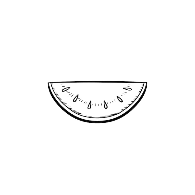 Vektor handgezeichnete wassermelone umriss doodle symbol. wassermelonen-skizzenillustration für print, web, mobile und infografiken isoliert auf weißem hintergrund.