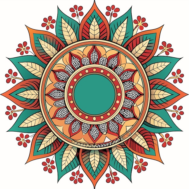 Vektor vektor-handgezeichneter doodle-mandala ethnischer mandala mit farbenfrohen stammesornamenten