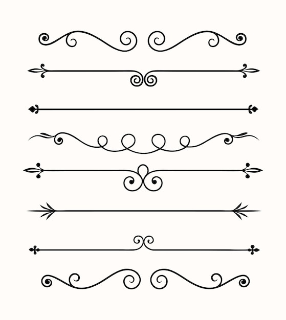 Vektor-Handgezeichneter Ornamenten-Teiler-Sammlung