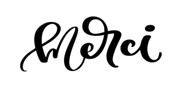 Vektor handgezeichneter schriftzug merci elegante moderne handschriftliche kalligrafie mit dankbarem zitat