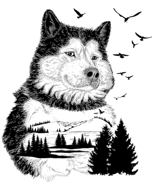 Vektor handgezeichneter Wolf für Ihr Design
