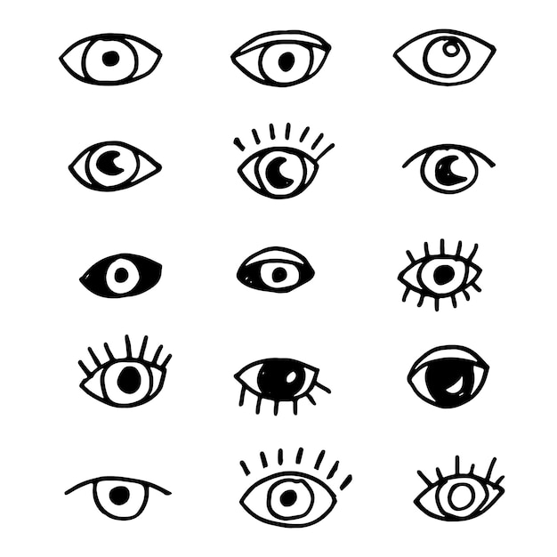 Vektor-handgezeichnetes augen-icon-set