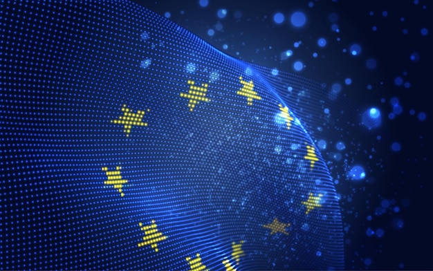 Vektor hell leuchtende Landesflagge von abstrakten Punkten Europäische Union
