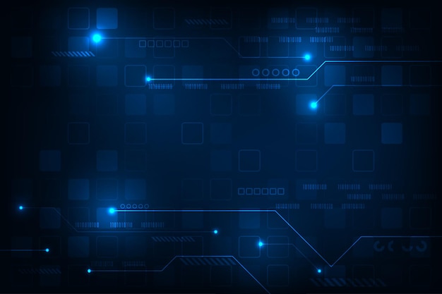 Vektor-High-Tech-Linienschaltungstechnologie mit quadratischem, geometrischem, futuristischem Hintergrund