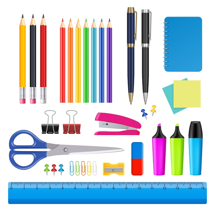 Vektor vektor-icon-set für schule und bürobedarf