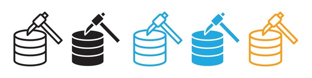Vektor-Ikonen, die Data-Mining und fortgeschrittene Datenbank-Management-Techniken veranschaulichen