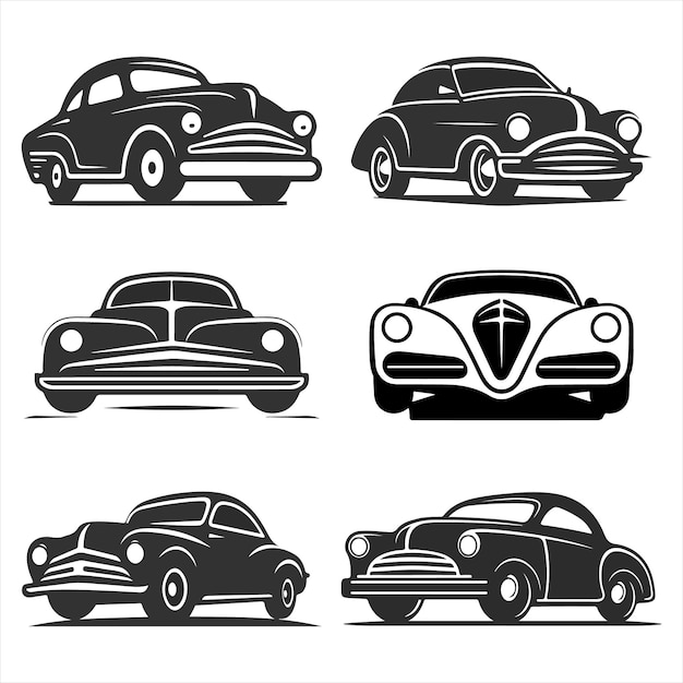 Vektor-Ikonen von Autos Fantastische Silhouetten von Autos Illustrationen isoliert auf weißem Hintergrund