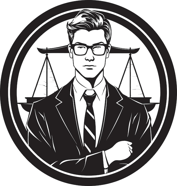 Vektor-ikonen von rechtsanwälten mit juristischer brillanz