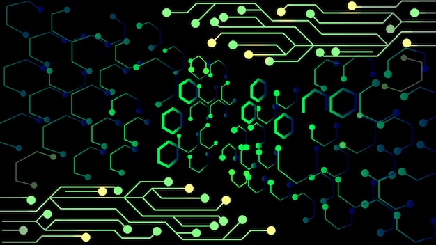 Vektor-Illustration, binäre Cyber-Leiterplatte, Zukunftstechnologie, Sicherheitskonzept, Hintergrund