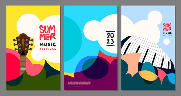 Vektor-illustration bunte sommer-musik-festival-banner