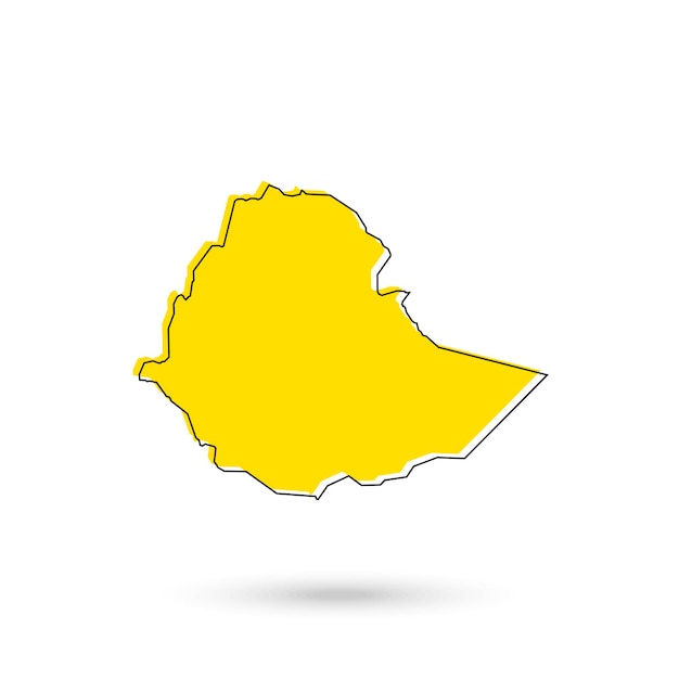 Vektor-illustration der gelben karte von äthiopien auf weißem hintergrund