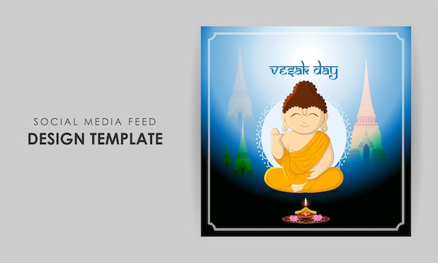 Vektor-illustration der happy vesak day social-media-story-feed-mockup-vorlage