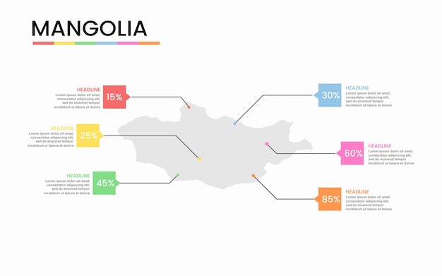 Vektor-illustration der infografik-vorlage für die magnolien-landkarte mit hinterlegtem text