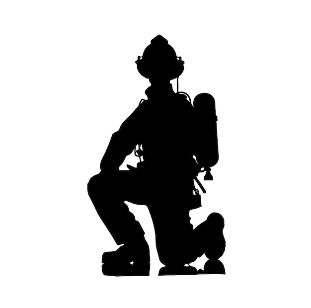 Vektor-Illustration der Silhouette der Feuerwehrposen