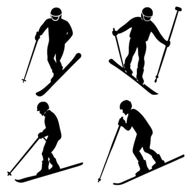 Vektor-Illustration der Silhouette einer Skifahrerin