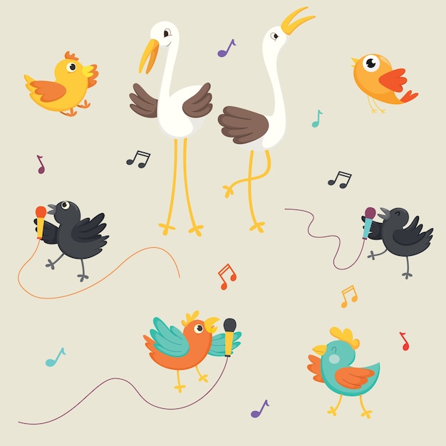 Vektor-illustration der singenden vögel