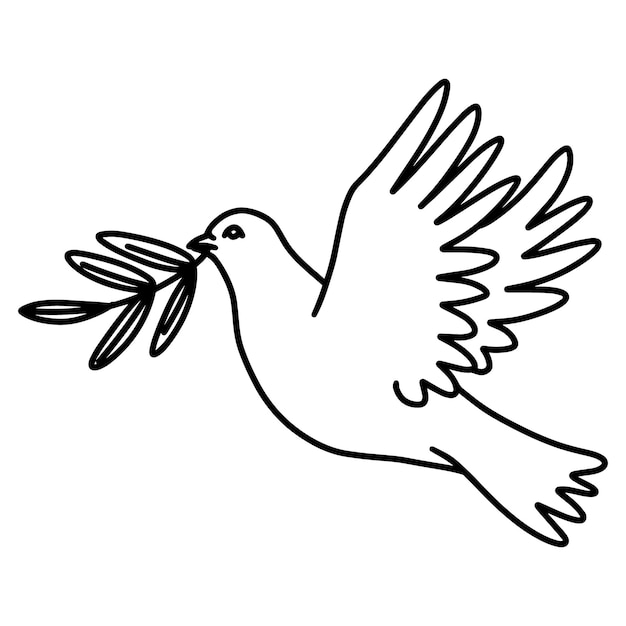 Vektor-illustration der taube mit olivenzweig symbol des friedens