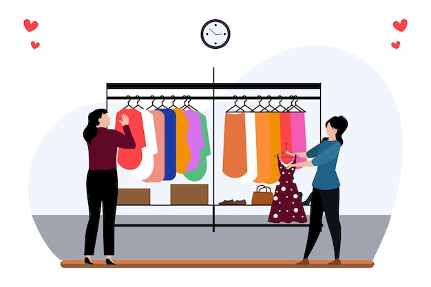 Vektor-Illustration des Fashion Store-Displays