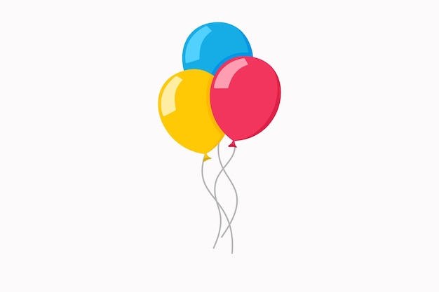 Vektor-illustration des flachen geburtstags-ballondesigns ballon-cartoon-haufen-hintergrund