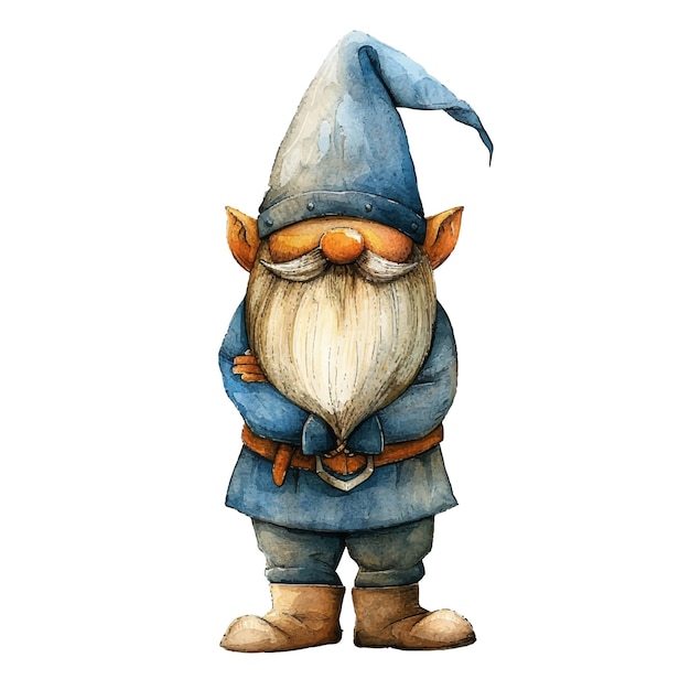 Vektor vektor-illustration des wiking-gnomes im aquarell-stil