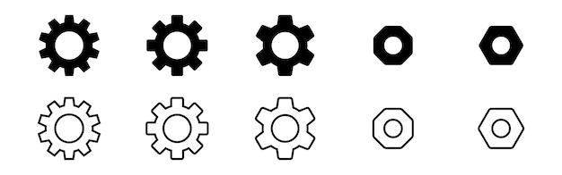 Vektor-illustration des zahnradsymbol-sets isoliert