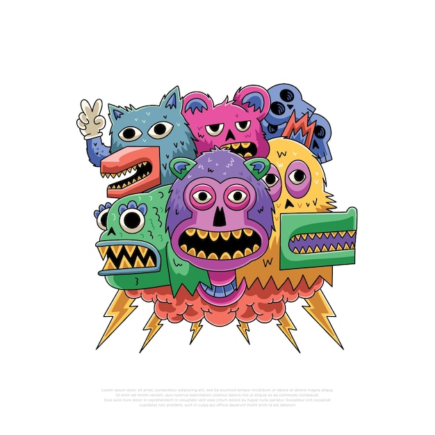 Vektor-Illustration-Design-Doodle-Monster