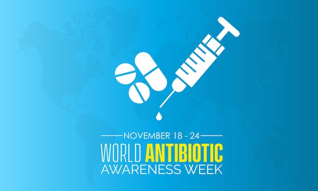 Vektor-illustration-design-konzept der world antibiotic awareness week vom 18. bis 24. november