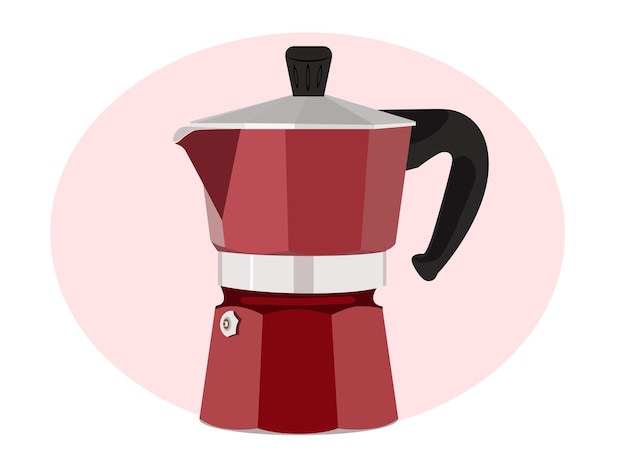 Vektor-illustration einer roten geysir-kaffeemaschine. küchengerät-objekt.