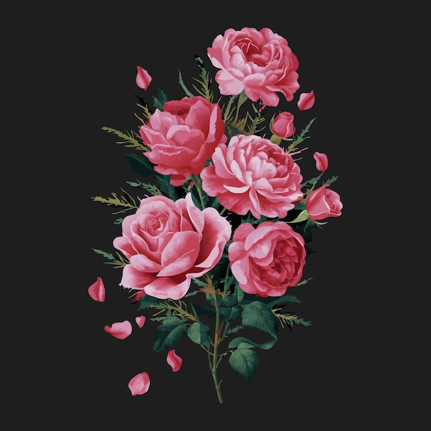 Vektor-Illustration eines bunten Blumenstraußes mit lebendiger Farbe