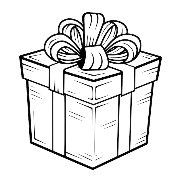 Vektor-Illustration eines minimalistischen Geschenkbox-Umriss-Symbols, ideal für Geschenke