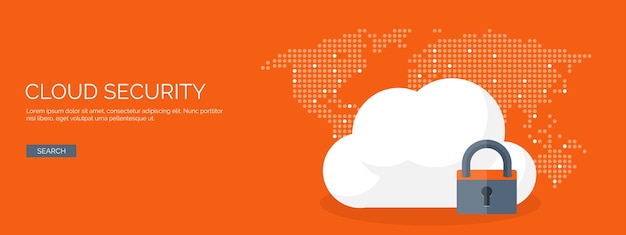 Vektor-Illustration, flacher Cloud-Computing-Hintergrund, Datenspeicherung, Netzwerktechnologie, Multimedia