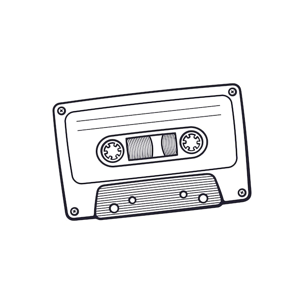 Vektor-illustration hand gezeichnetes doodle der retro-audiokassette