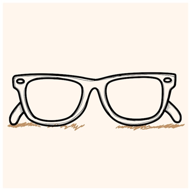 Vektor-illustration. handgezeichnete doodle-retro-sonnenbrille mit hornbrille. cartoon-skizze. dekorieren