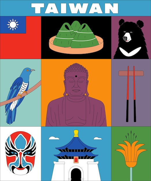 Vektor vektor-illustration-icon-set von taiwan.