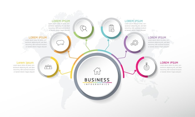 Vektor-illustration infografiken design vorlage business information präsentationsdiagramm mit 6 o