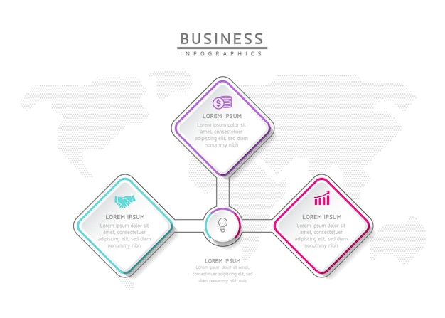 Vektor-illustration infografiken design-vorlage marketing-informationen mit 3 optionen oder schritten