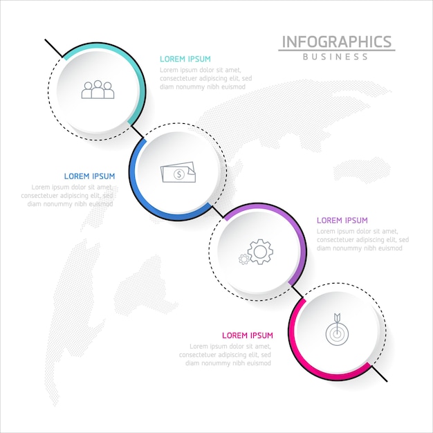 Vektor-illustration infografiken design-vorlage marketing-informationen mit 4 optionen oder schritten