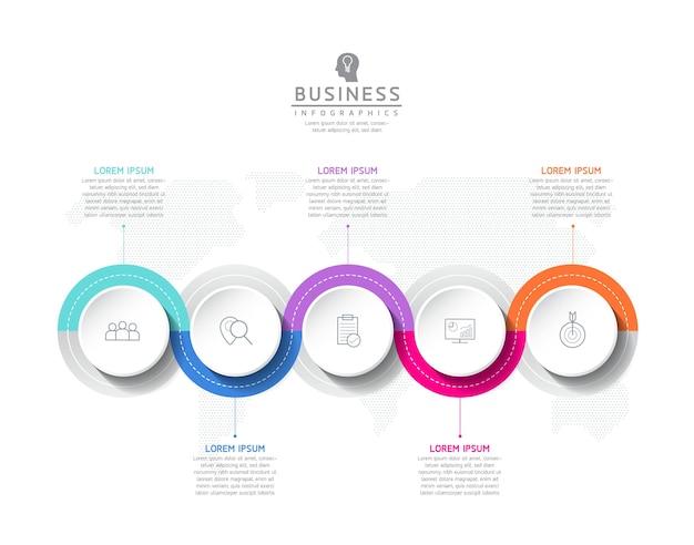 Vektor-illustration infografiken design-vorlage marketinginformationen mit 5 optionen oder schritten