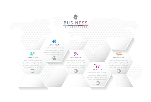 Vektor-Illustration Infografiken Design-Vorlage Marketinginformationen mit 5 Optionen oder Schritten