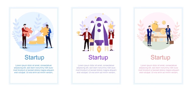 Vektor vektor-illustration konzept des unternehmens startup-satz von menschen schaffen geschäfte in verschiedenen bereichen