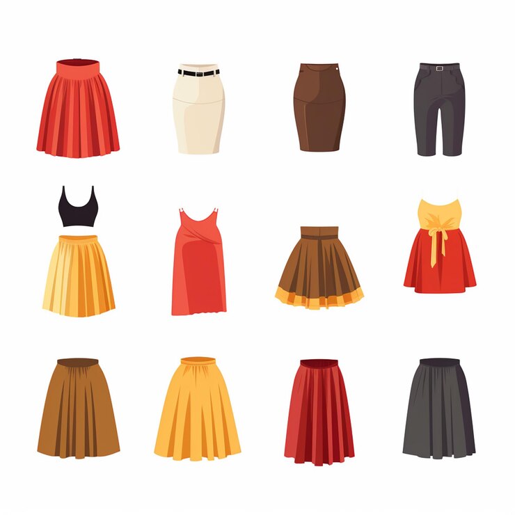 Vektor vektor-illustration mädchen mode-kollektion bekleidung set cartoon-kleidung kleidung kleidung gr
