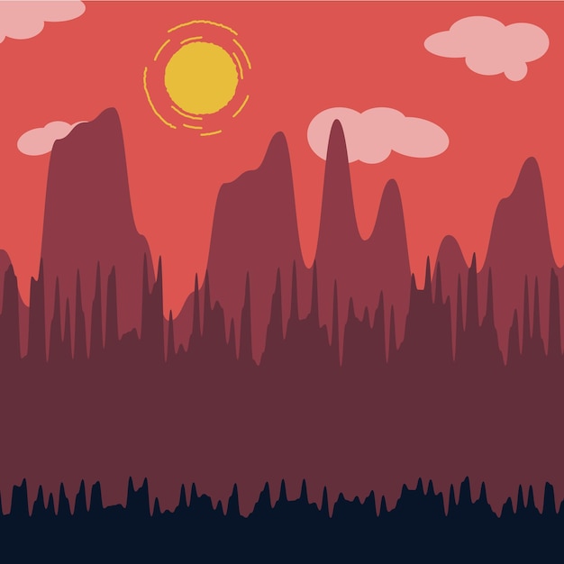 Vektor-Illustration mit Berg und Wald