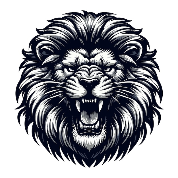 Vektor-Illustration mit dem Gesicht eines brüllenden Löwen
