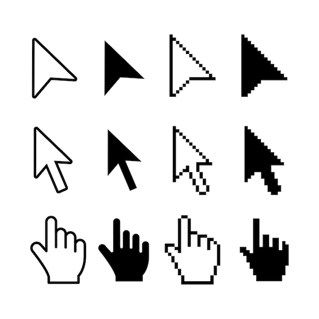 Vektor-Illustration mit schwarzen Computerfingerzeigen