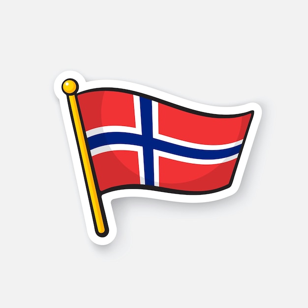 Vektor-illustration nationalflagge von norwegen auf fahnenmast standortsymbol für reisende