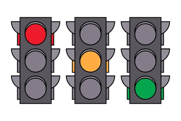 Vektor-Illustration rote gelbe und grüne Ampeln