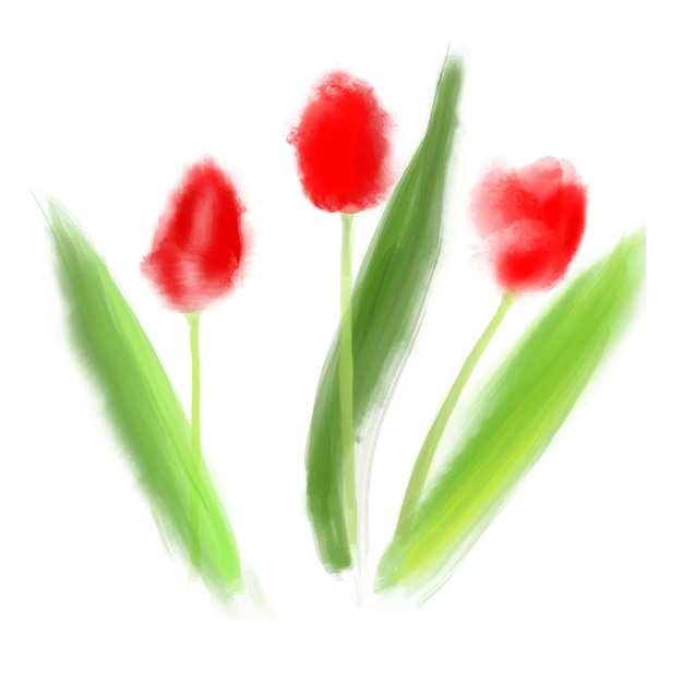 Vektor-illustration rote tulpen im aquarell-stil