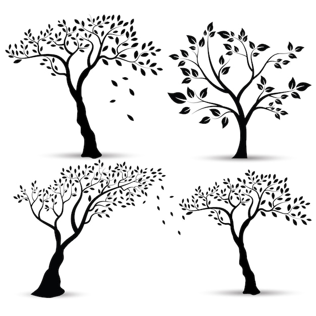 Vektor-Illustration: Satz Schattenbilder von Bäumen