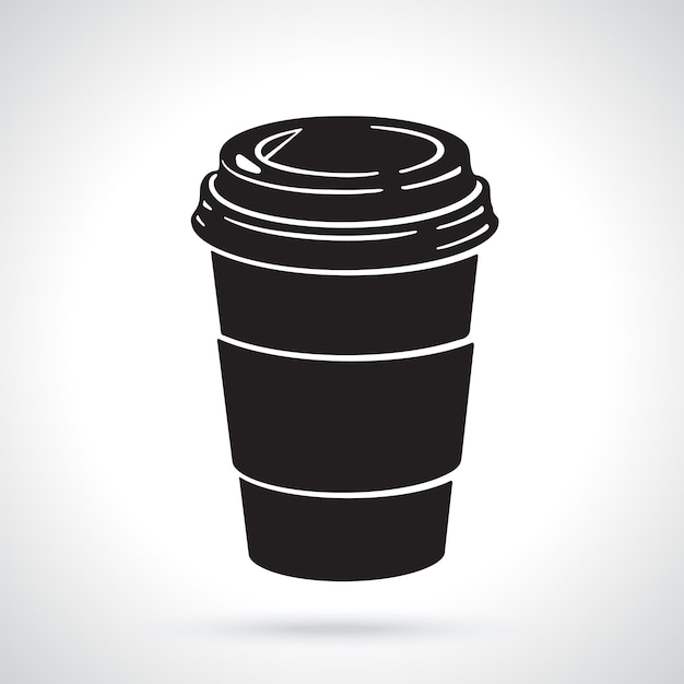 Vektor vektor-illustration silhouette von einweg-pappbecher mit kaffee oder tee